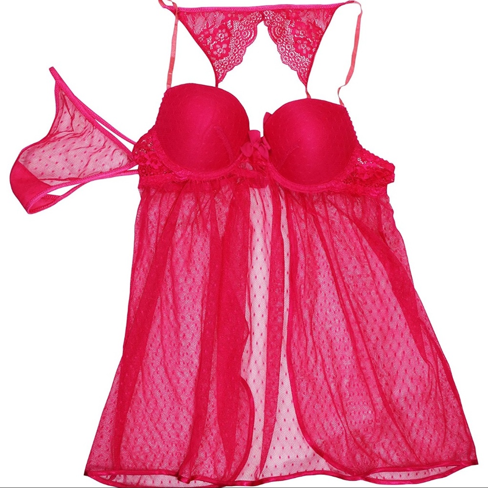 Linea Donatella Bridal Lingerie Chemise Thong Set New with Tags Women's Size S